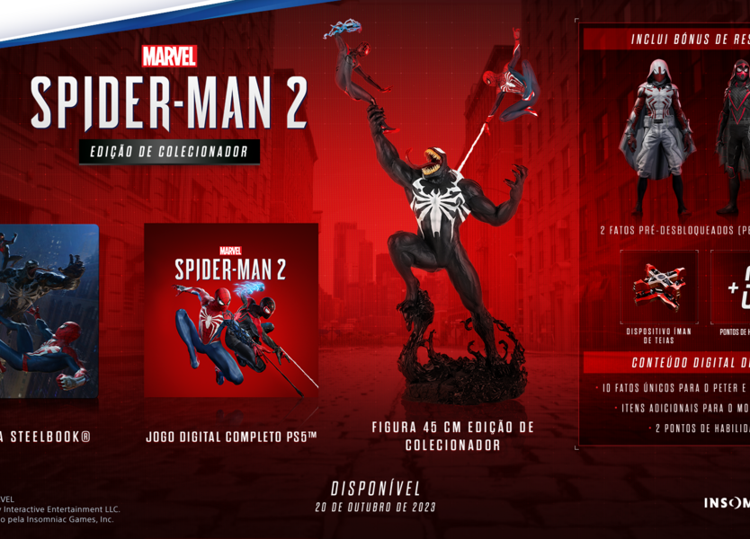 Marvel's Spider-Man 2 chega exclusivamente ao PS5 dia 20 de