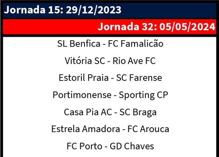 Calendário Liga Portugal Betclic 2023/2024 🔜🔜 : r/fcporto