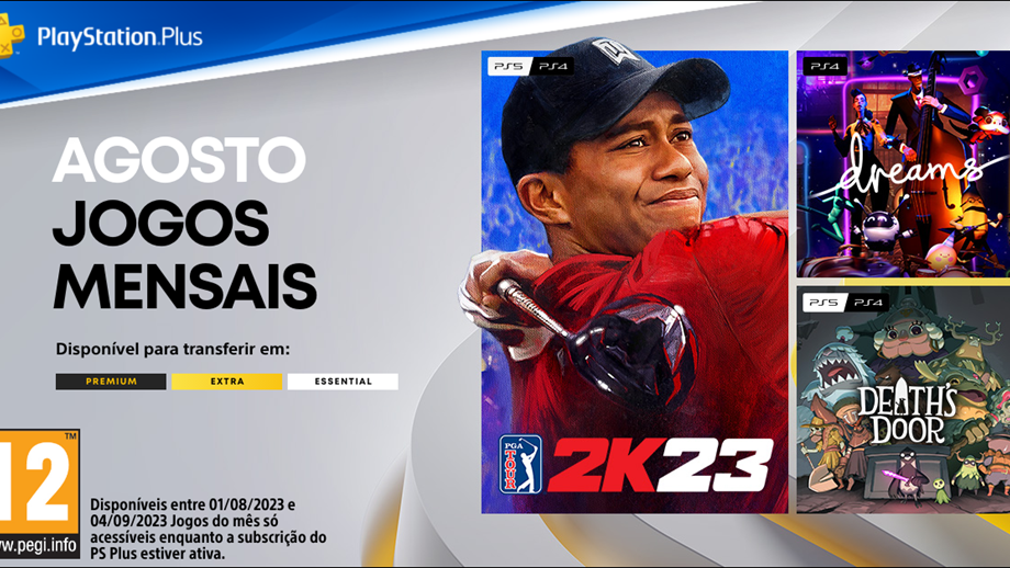 PlayStation Plus: PGA Tou 2K23, Dreams e Death's Door são os jogos do mês 