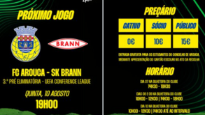 Bilhetes para a receção do Arouca ao Brann à venda a partir desta segunda-feira