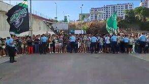 Euforia na chegada do autocarro do Sporting a Alvalade
