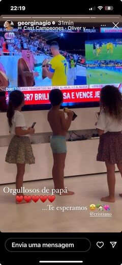 Georgina Rodríguez vê a vitória de Cristiano Ronaldo na CMTV