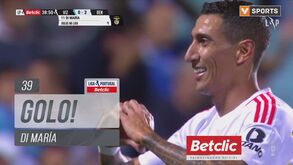 O livre irrepreensível de Di María que aumentou a vantagem do Benfica em Vizela