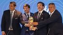 Robert Harrison (presidente da federação do Paraguai), Ignacio Alonso (presidente da fed. Uruguai), Alejandro Domínguez (presidente Conmebol) e Claudio Tapia (presidente da fed. Argentina)