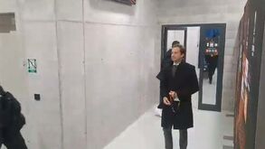 Frederico Varandas e Hugo Viana sorridentes: a chegada da comitiva do Sporting ao estádio