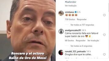 Cristiano Ronaldo 'chora a rir' com críticas de jornalista espanhol à Bola  de Ouro de Messi