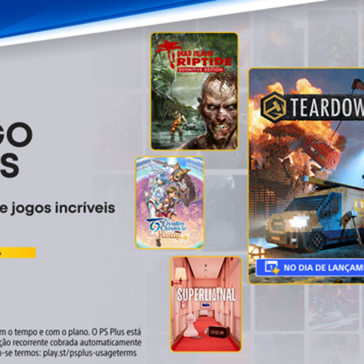 PS Plus: PlayStation anuncia novidades do mês de outubro - Record Gaming -  Jornal Record