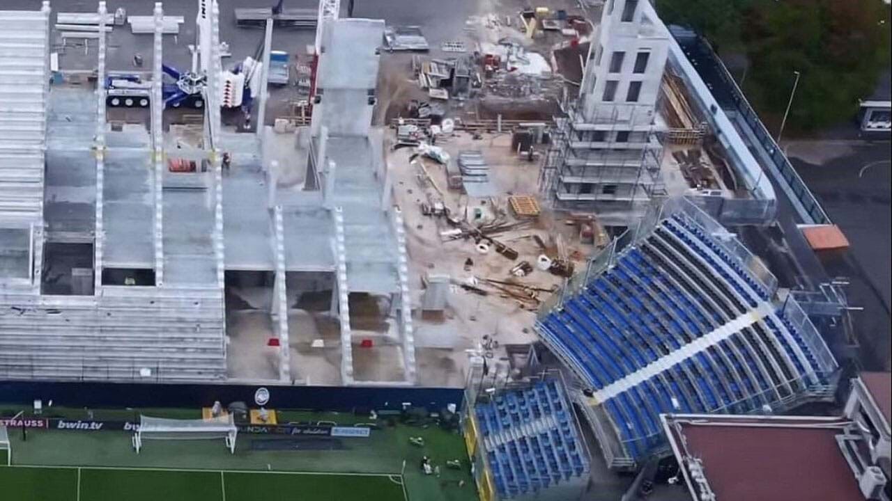 O aspeto da bancada que vai receber os sportinguistas em Bérgamo
