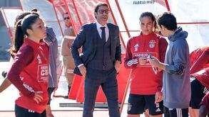 Rui Costa no treino do Benfica antes do jogo da Liga dos Campeões feminina