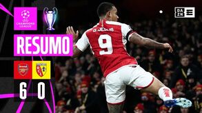 O resumo do Arsenal-Lens, 6-0: 1.ª parte de luxo decidiu tudo em Londres