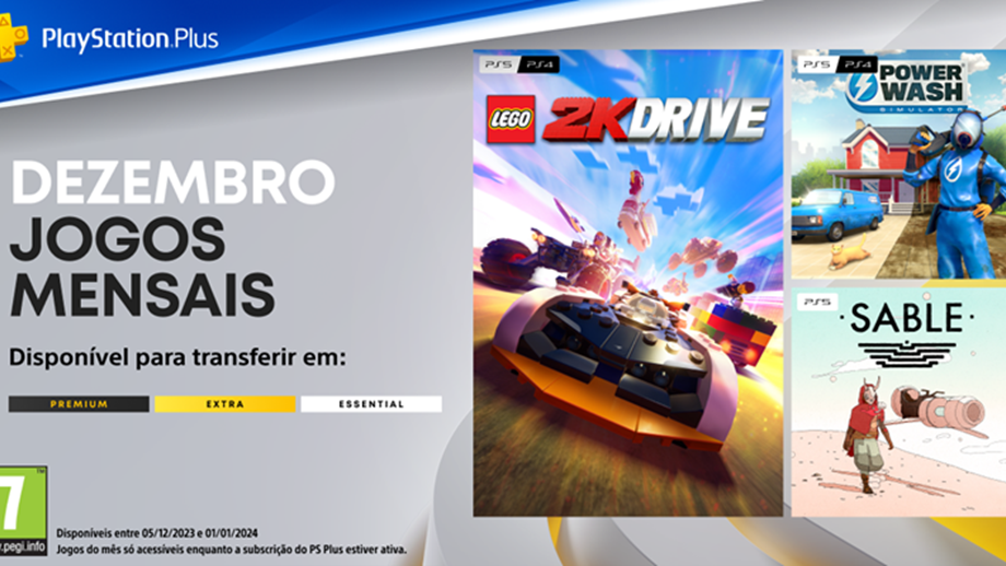 PS Plus: Lego 2K Drive, PowerWash Simulator e Sable são os jogos do mês 