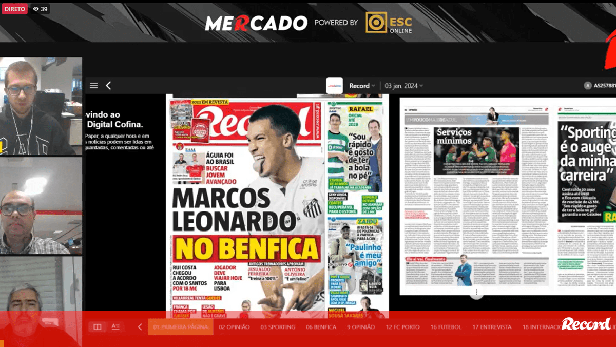 Mercado Record: Marcos Leonardo é reforço do Benfica e Sporting empresta Gonçalo Esteves ao AZ Alkmaar