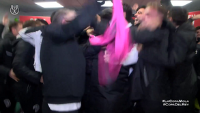 A festa dos jogadores do Unionistas após sorteio ditar confronto com o Barcelona