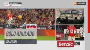 Di María marcou, mas árbitro anulou o golo do Benfica por mão na bola de João Mário