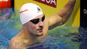 Diogo Ribeiro na final dos 50 metros mariposa dos Mundiais de natação