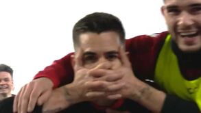 Mais um com a ‘febre Gyökeres’: Fábio Nunes marcou pelo Widzew Lodz e festejou… assim