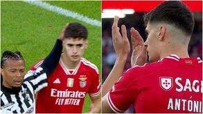 António Silva homenageado na Luz ao minuto 4: os aplausos do central e o gesto de Berto