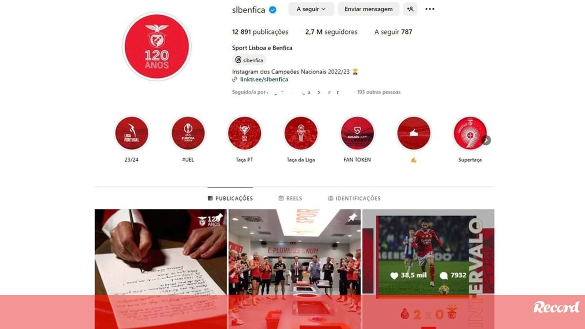 Redes sociais do Benfica 'congelaram': ainda não há resultado final do jogo com o FC Porto