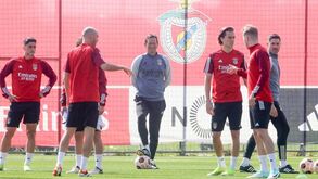 As imagens do último treino do Benfica antes do jogo com o Rangers