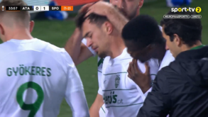 Marcou, lesionou-se e não segurou as lágrimas: o momento em que Pote foi forçado a abandonar o Atalanta-Sporting