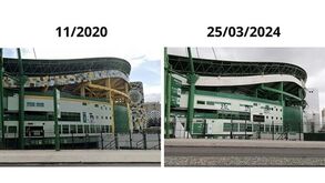 O antes e o depois (dos azulejos) no estádio do Sporting