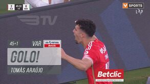 Mais um golo na Luz: Tomás Araújo faz o segundo do Benfica numa jogada de insistência