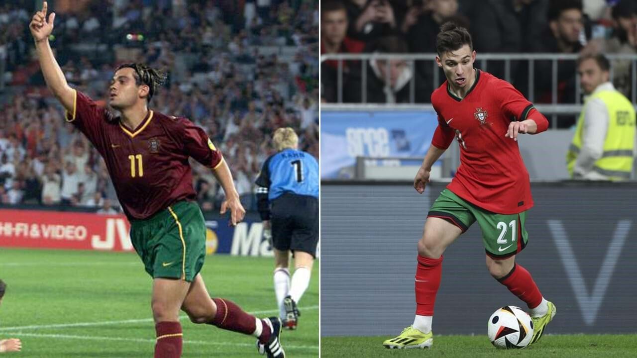 Sérgio Conceição no hat trick à Alemanha no Euro'2000 e Francisco num particular com a Eslovénia este ano