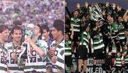 A equipa de 2001/02 que conseguiu a dobradinha e a atual