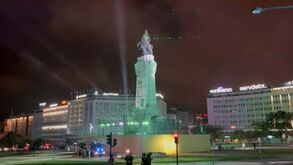 Pronto para a festa do Sporting: assim está o Marquês de Pombal