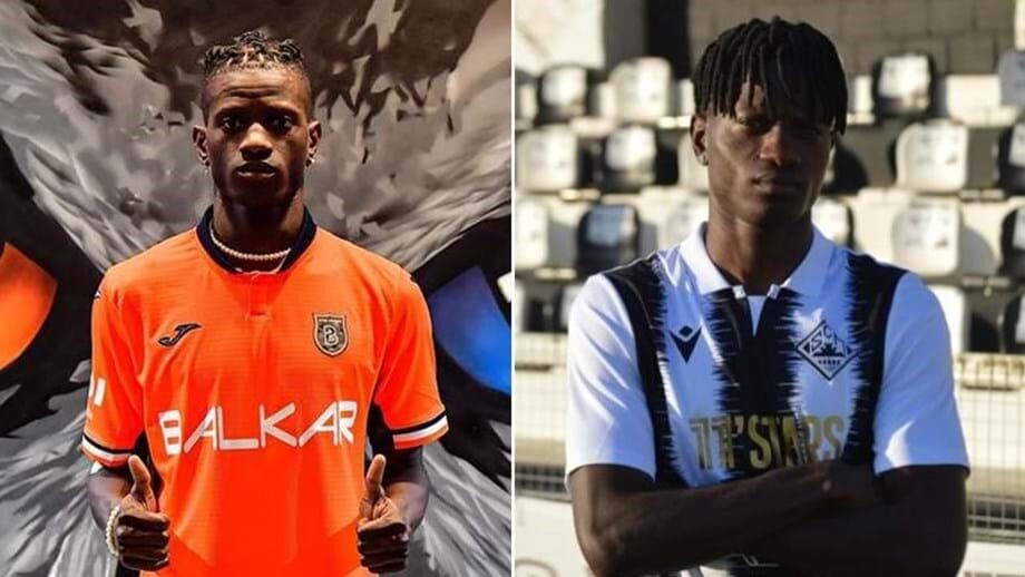À esquerda Edgar Ié na apresentação pelo Basaksehir. À direita Edelino, pelo Mirandela