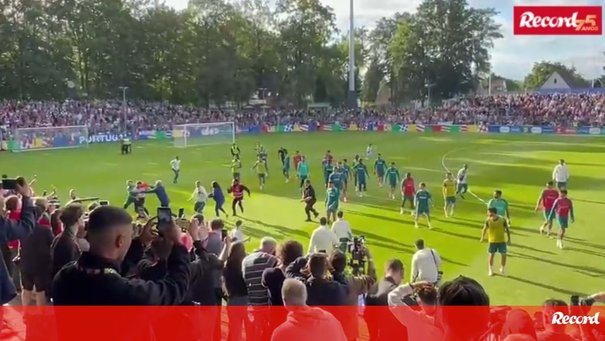 Invasões de campo a fechar o treino da Seleção Nacional: José Sá até placou um adepto