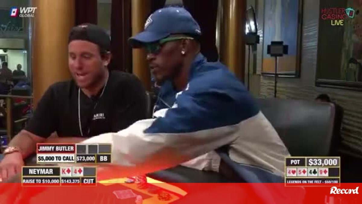 A reação de Neymar após perder 160 mil euros para Jimmy Butler num jogo de poker