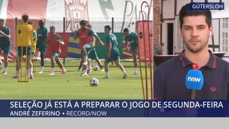 André Zeferino, jornalista de Record, e Fábio Gomes, repórter de imagem, em direto de Marienfeld