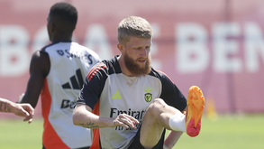Jan-Niklas Beste e Trubin em destaque em mais uma sessão de treinos do Benfica no Seixal
