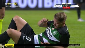 Sporting-FC Porto: choque com Grujic deixou Gyökeres a sangrar do nariz no início da 2.ª parte