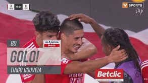 Depois da assistência, o golo: o remate colocado de Tiago Gouveia que aumentou a vantagem do Benfica