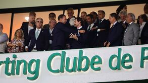 Frederico Varandas e Villas-Boas juntos na tribuna de Alvalade