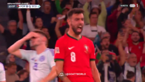 O golo do aniversariante Bruno Fernandes que empatou o jogo diante da Escócia
