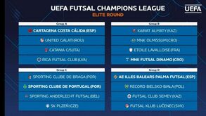 Sorteio coloca Sporting e Sp. Braga no mesmo grupo da Ronda de Elite da Champions de futsal