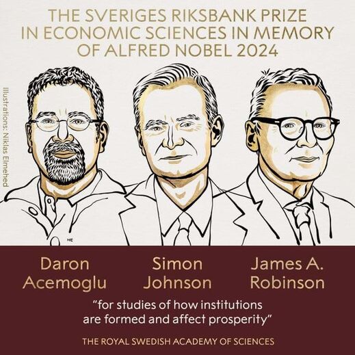 Daron Acemoglu, Simon Johnson e James A. Robinson vencem Prémio Nobel da Economia