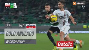 Sporting-Estrela: Rodrigo Pinho fez o que seria o 3-2 mas golo foi anulado por mão na bola