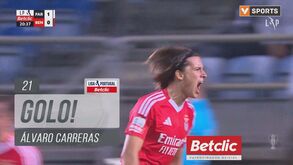 Assistência de Aktürkoglu para remate certeiro de Carreras: o golo do empate do Benfica no Algarve