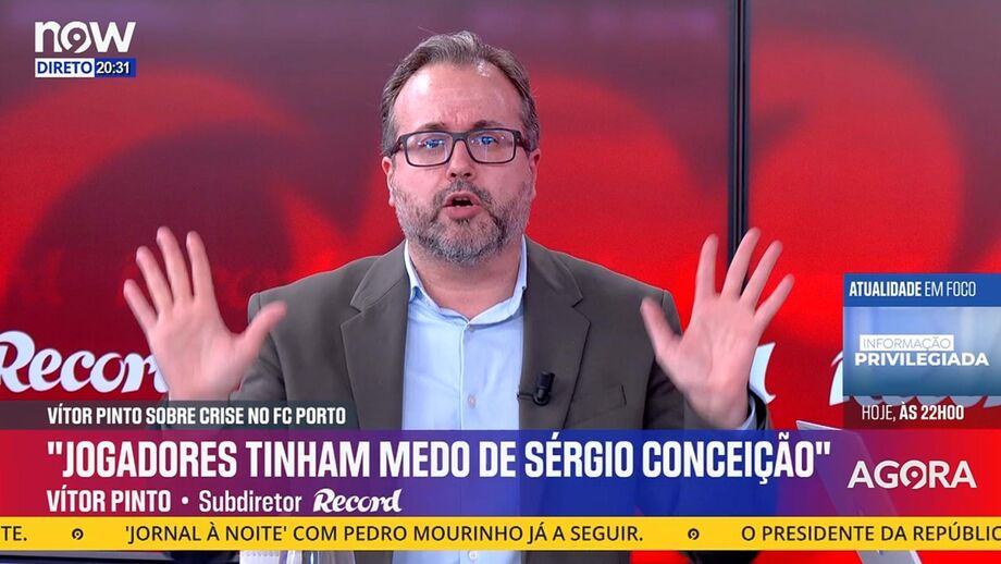 Subdiretor de Record em declarações no programa 'Record na Hora' no Now sobre crise no FC Porto
