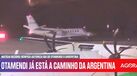 Momento em que Otamendi deixa a Madeira num avião privado