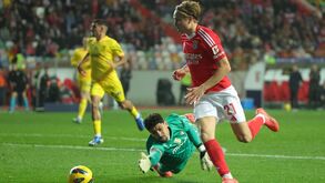 Schjelderup tinha tudo para fazer o quarto golo do Benfica... mas fez isto