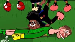 Do choque entre Szczesny e Baldé à águia atingida por três flechas: o Benfica-Barcelona em cartoon