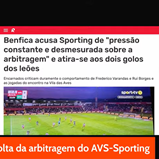 10 Minutos Record: furacão à volta da arbitragem do AVS-Sporting com Benfica e FC Porto também revoltados