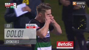 Combinação no ataque e finalização de pé esquerdo de Gyökeres: o segundo golo do Sporting frente ao AVS