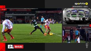 AVS-Sporting: Árbitro viu as imagens e mostrou o segundo amarelo a Diomande por esta entrada