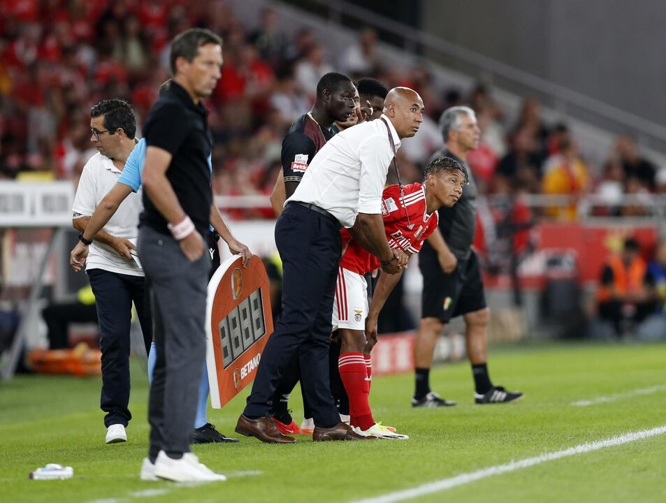 Luisão junto à linha, no Benfica